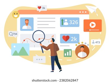 Influencer. Vector illustration. Speakers at conferences and events are often influential figures in their respective fields Professional influencers use their expertise to create compelling content