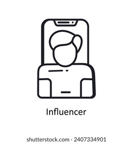 Influencer vector  outline doodle Design illustration. Symbol on White background EPS 10 File 