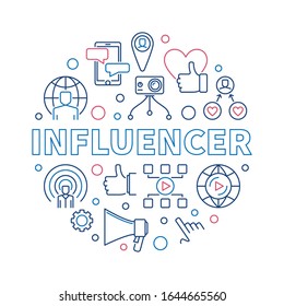 Influencer vector round concept creative thin line illustration or banner