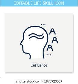 Influentce line icon.Leadership,opinion leader.Personality strengths and characteristics.Soft skills concept. Human resources management.Self improvement.Isolated vector illustration.Editable stroke 