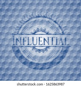Influential blue hexagon badge. Vector Illustration. Detailed.