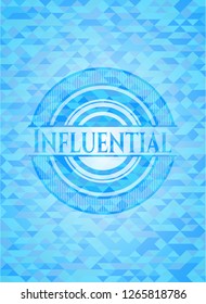 Influential realistic sky blue emblem. Mosaic background