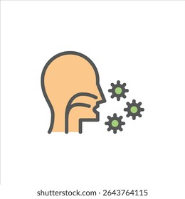 ícone de contorno preenchido com influenza. ilustração da linha de cor da gripe.