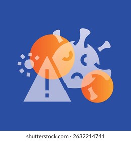 Influenza glassmorphism illustration. Transparency blur elements. Ui layered design. Vector isolated element