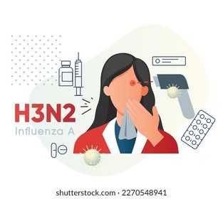 Influenza A - H3N2 - Virus - Stocksymbol als EPS10-Datei