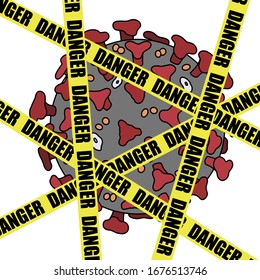 Influenza pandemic. Danger symbol vector illustration. Icon for medical design. Coronavirus prevention. Epidemic. Health virus protection. Illustration for medical design. Stop coronavirus.