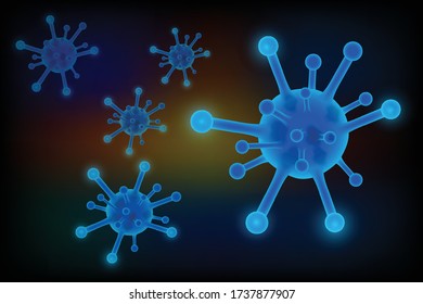 Influenza virus COVID-19 under the microscope in the blood. Coronavirus Covid-19 Banner Background