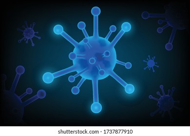 Influenza virus COVID-19 under the microscope in the blood. Coronavirus Covid-19 Banner Background