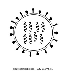 Das Influenza-A-Virus-Molekül in einem schwarzen Icon-Konzept.