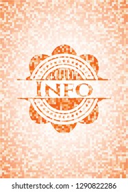 Info abstract orange mosaic emblem with background