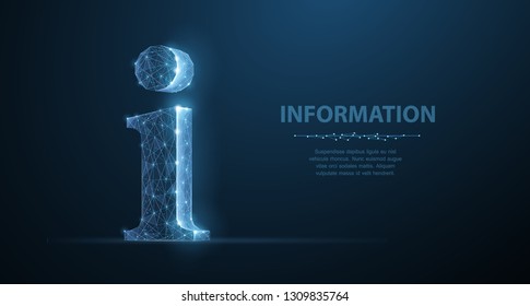 Info. Abstract vector 3d info sign isolated on blue background. Faq help, internet information, search web servise, support concept. Readme file, answer knowledge, data manual symbol.