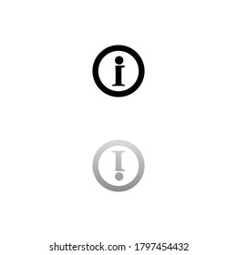 Info. Black symbol on white background. Simple illustration. Flat Vector Icon. Mirror Reflection Shadow. Can be used in logo, web, mobile and UI UX project