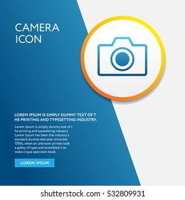 Info Board with Technology symbol. Camera object icon outline style