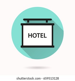 Info board vector icon with long shadow. White illustration for graphic and web design. Circle buttons.