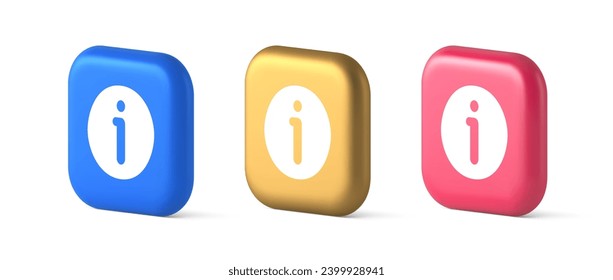 Teclado de información personaje Preguntas frecuentes respuestas ayuda a la aplicación web 3d iconos realistas de oro azul y rosa. Guía en línea de conocimiento de Internet comunicativa