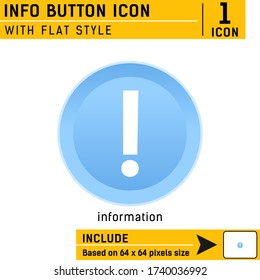 info button premium icon with flat style isolated on white background. Vector illustration concept design template for graphic, web design, mobile app, logo, UI, UX, project and business. EPS file