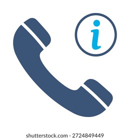 Info call icon azul Vector plano diseño teléfono info símbolo Asistencia mesa de ayuda contacto servicio elemento gráfico signo