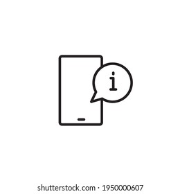 Info center, mobile info center, smartphone support center simple thin line icon set vector illustration