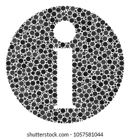 Info collage of filled circles in different sizes and color tones. Circle elements are united into info vector collage. Vector illustration.