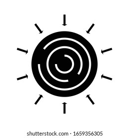 Icono negro de ciclo de información, ilustración conceptual, símbolo plano vectorial, signo de glifo.