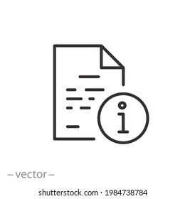info document icon,instructions for use, terms of the contract, personal data or questionnaire, guarantee information, editable stroke vector illustration