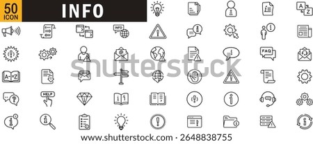 Info editable outline icon set. Warning, message, notification, help, alert and more.

