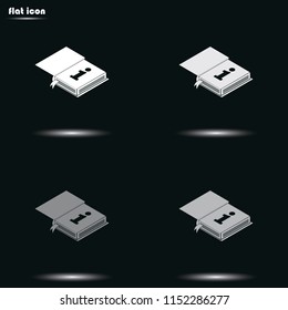 Info flat grayscale vector icon. Open book illustration.