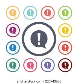 info flat icons set. Open round colorful buttons. Vector 