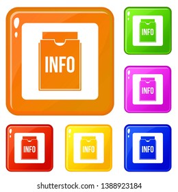 Info folder icons set collection vector 6 color isolated on white background