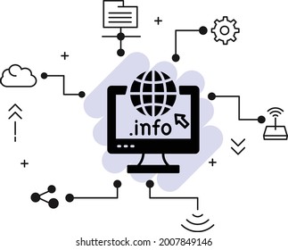 .info generic top level domain concept, gtld vectory glyph icon design, Domain for information Website Sign, Cloud computing and Internet hosting services Symbol on White background