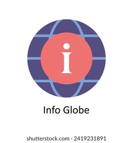 Ilustración de estilo de icono plano vectorial de Info Globe. Archivo EPS 10