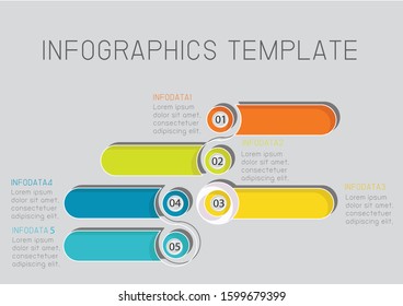 Info graphic 5 steps template. Creative idea design. Flat vector illustration for brochure, web page or presentation.