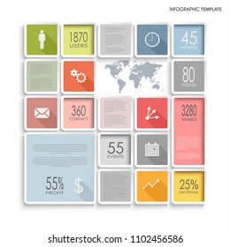 Info graphic abstract colored squares in flat design template