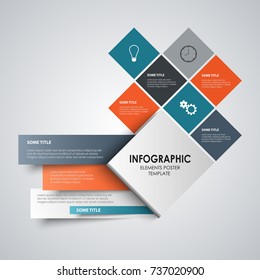 Info graphic with abstract design colored squares template