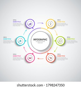 Gráfico de información con plantilla de stickers de diseño redondo abstracto