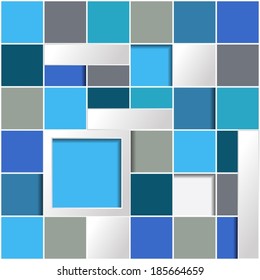 Info graphic background with blue squares and larger frame