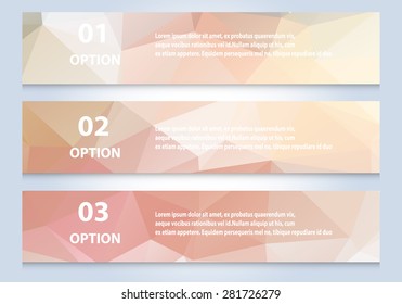 info graphic banner with polygonal background, label banner with simple text.