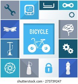 Info graphic blue background with bicycle icons vector illustration