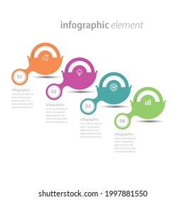 Info graphic Business element with 4 options, steps, number template design Premium Vector