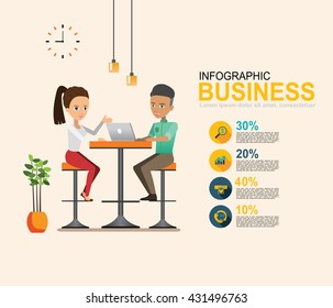 info graphic Business meeting. Shared working environment set 2