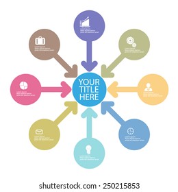 info gráfico flecha de círculo con gráficos, iconos, negocio, gráfico, presentación vectorial