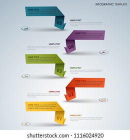 Info graphic with color labels from folded paper template