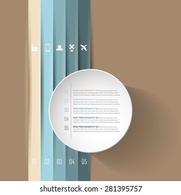 Info graphic, color stripes with paper circle