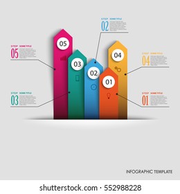 Info graphic with colored arrows in pocket template