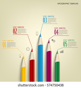 Info graphic with colored pencils template