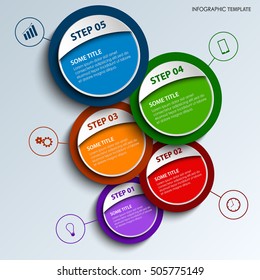 Info graphic with colored round design labels template