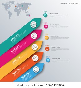 Info graphic with colored sloping design arrows template