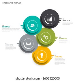Info graphic with colorful abstract design circles and strips