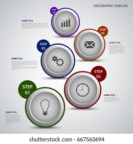 Info graphic with colorful design round pointers