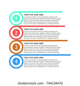 Info graphic Colorful  Rings Flat Text 4 Steps Five Ring Modern Template Horizontal Four Positions